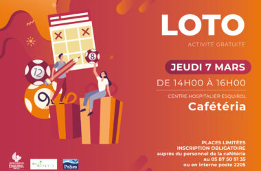 Loto organisé à la cafétéria du CH Esquirol pour les usagers le jeudi 7 mars 2024 de 14h à 16h